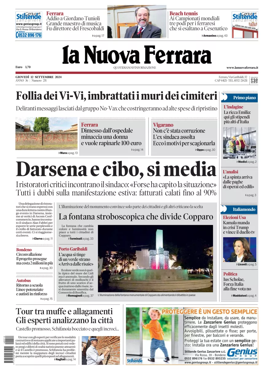 Prima-pagina-nuova ferrara-oggi-edizione-del-2024-09-12